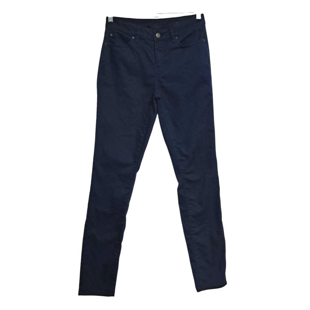 prAna Womens‎ 2 Mid Rise Organic Cotton Blend Navy Blue Skinny Pants